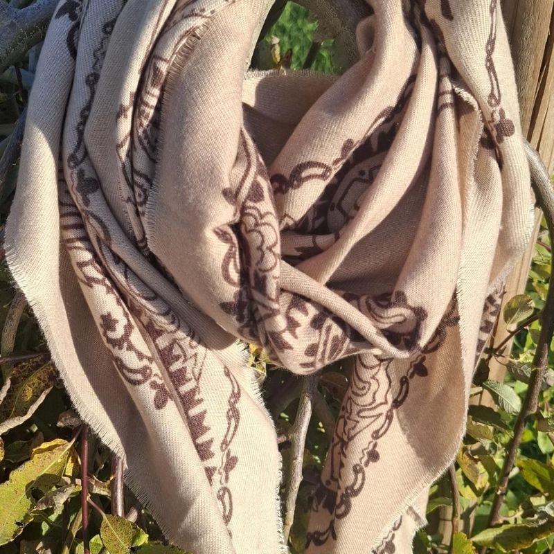 Viskoseskjerf - beige/konjakk og brunt