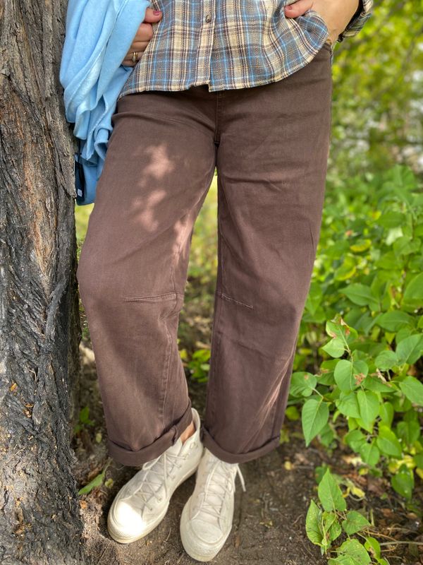 Pepper Barrel Jeans, mørk brun