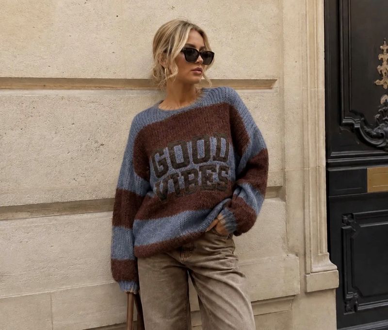 Good Vibes genser, Heather blue/brun