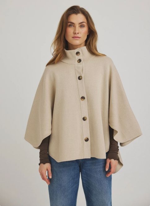 Hovedbilde Birdie Strikk - Poncho - Peyote, beige