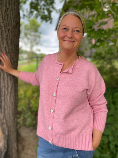Hovedbilde Cardigan m/bling knapper, rosa melert
